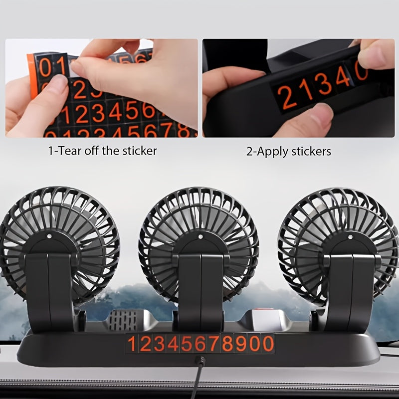 360° Triple USB Car Fan