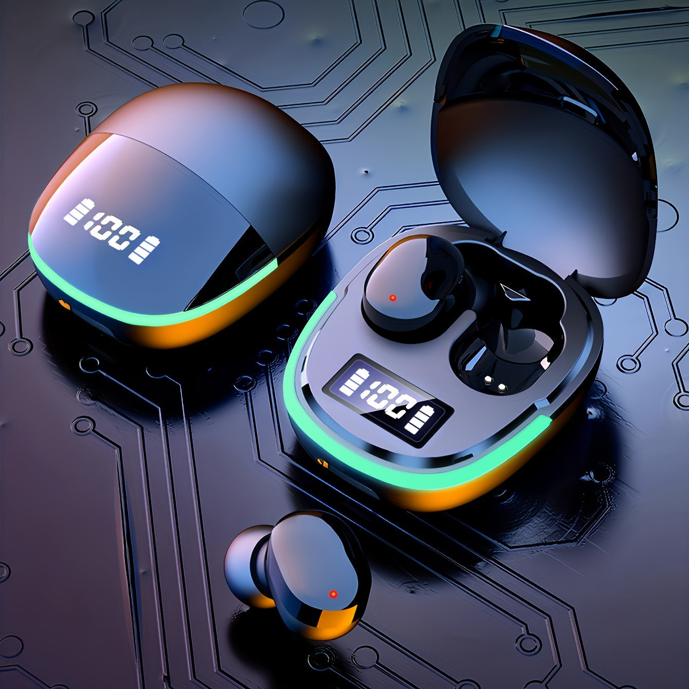 TWS Sleek Wireless Earbuds with LED Display