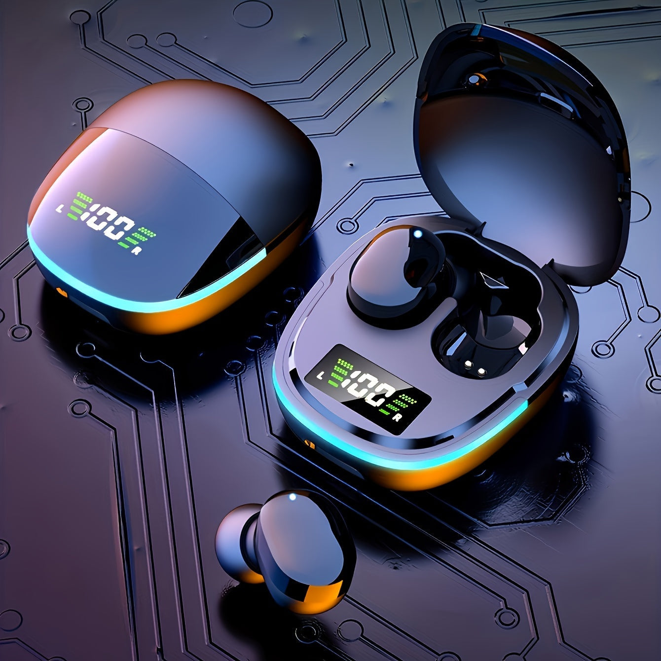 TWS Sleek Wireless Earbuds with LED Display