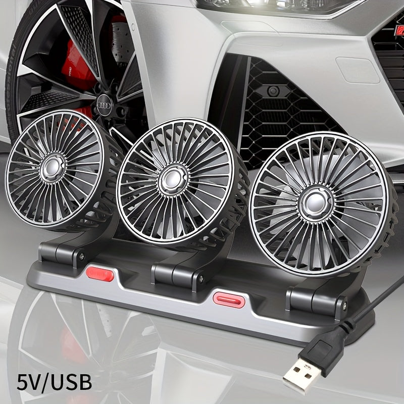 360° Triple USB Car Fan