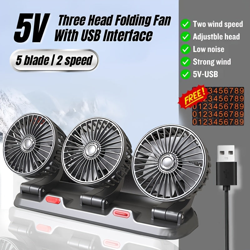 360° Triple USB Car Fan