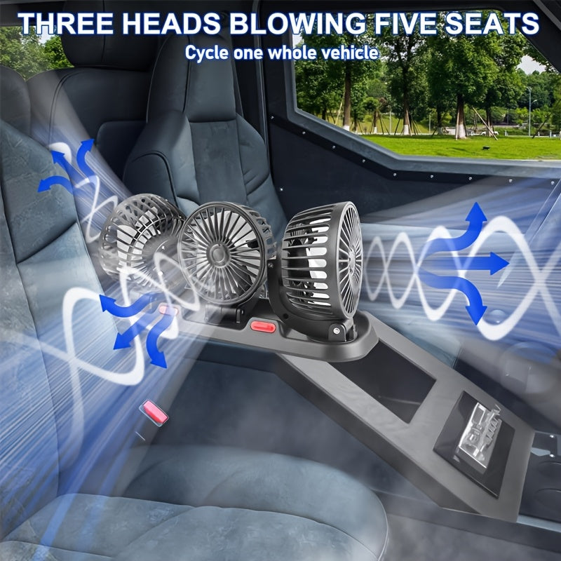 360° Triple USB Car Fan