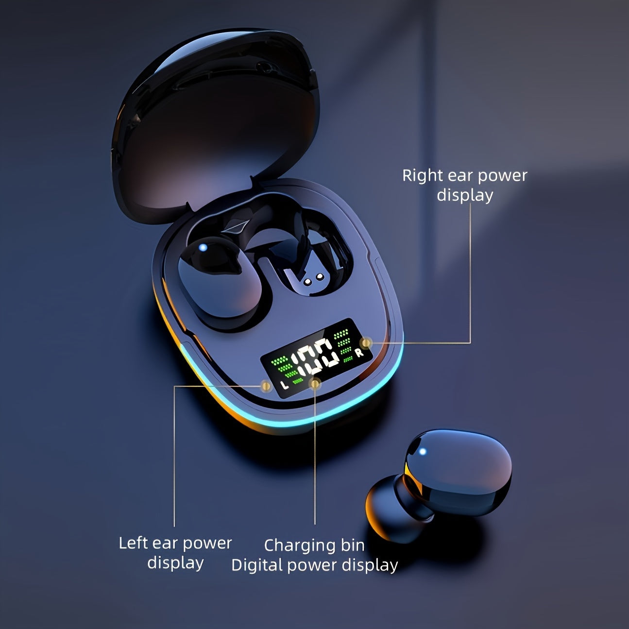TWS Sleek Wireless Earbuds with LED Display