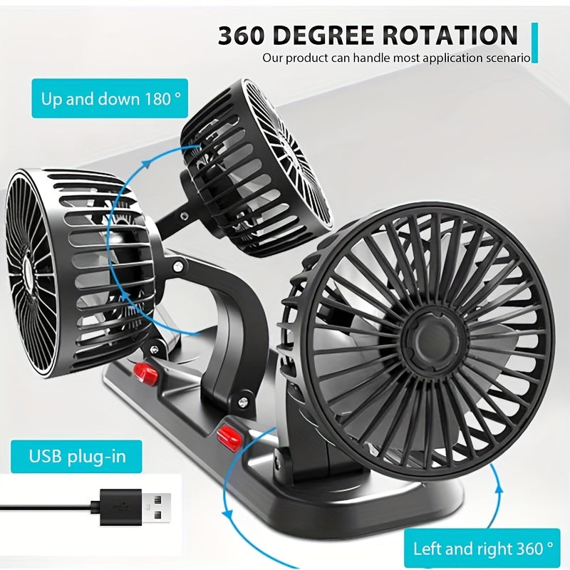 360° Triple USB Car Fan